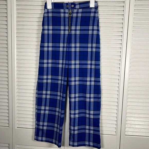 Urban Outfitters Daisy Plaid Zip-Front Wide Leg Pants. Size: 0 - Picture 2 of 13